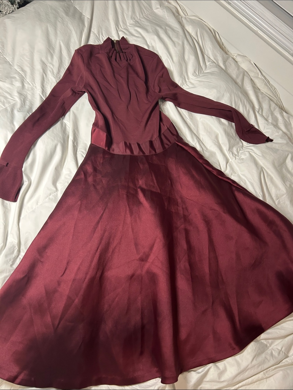 Ted Baker London Burgundy Long-Sleeve Midi Dress